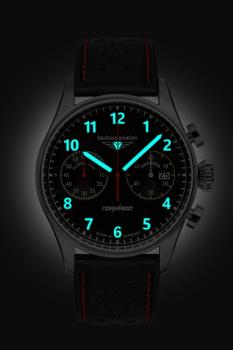 Preview: Bauhaus Aviation Herrenuhr Quarz Chronograph mit Lederarmband